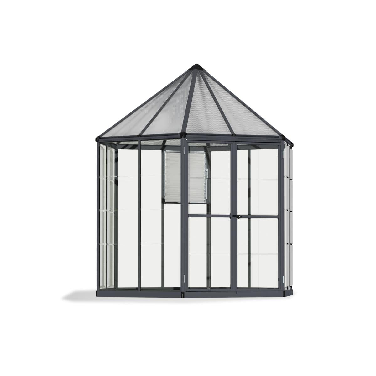 Oasis Hexagonal Polycarbonate Greenhouse Solarium 8 ft. | Palram-Canopia-Delightful Yard