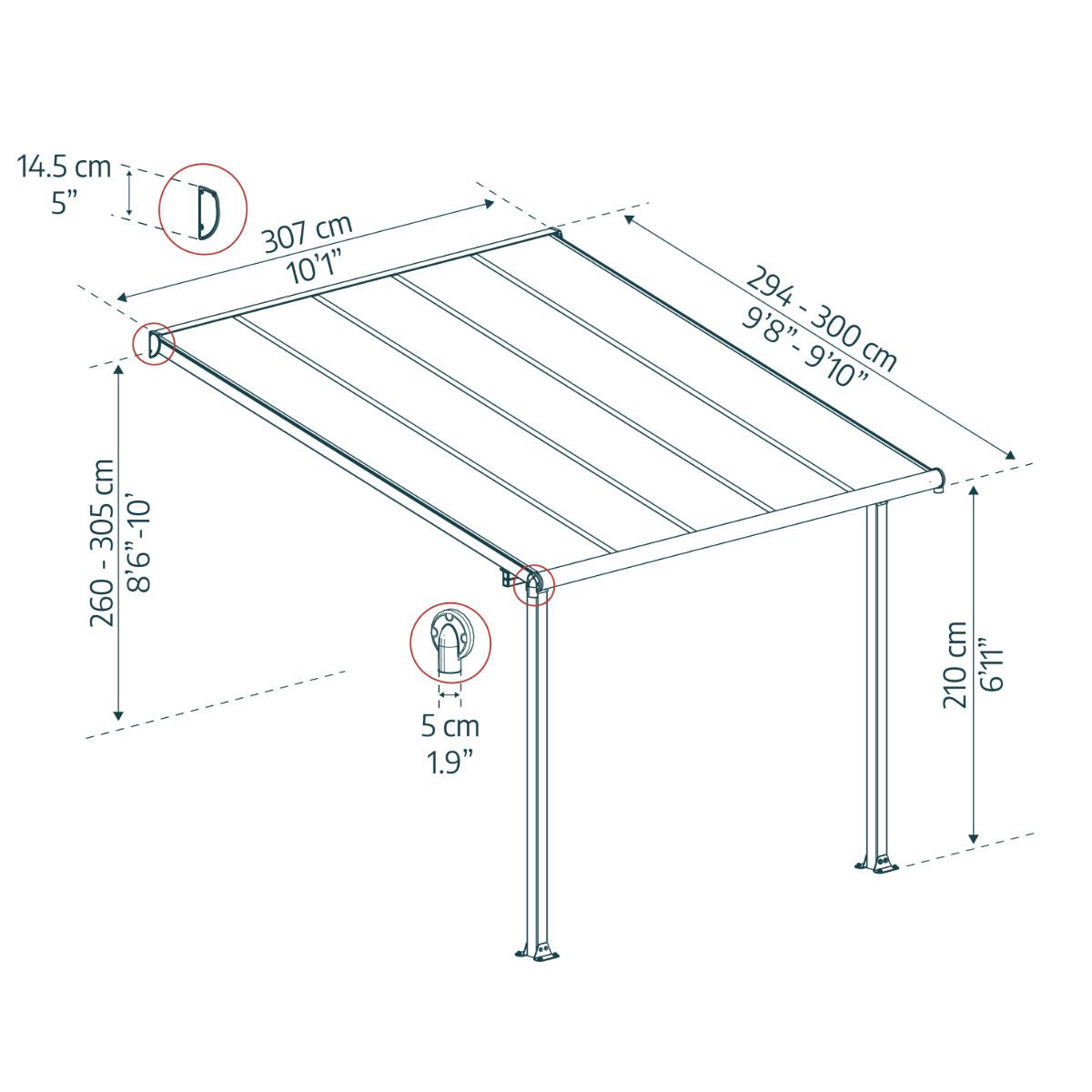 Olympia Aluminum Patio Covers 10 x 10 ft. Clear Panels | Palram-Canopia-Delightful Yard