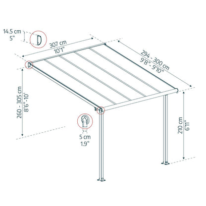 Olympia Aluminum Patio Covers 10 x 10 ft. Clear Panels | Palram-Canopia-Delightful Yard