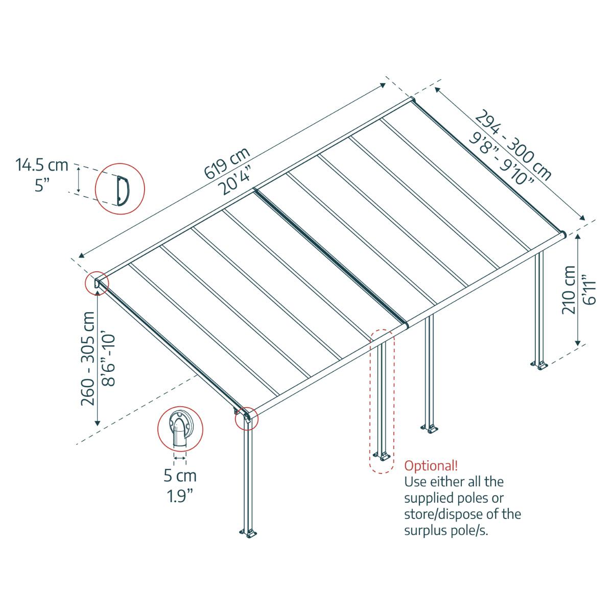 Olympia Aluminum Patio Covers 10 x 20 ft. Clear Panels | Palram-Canopia-Delightful Yard