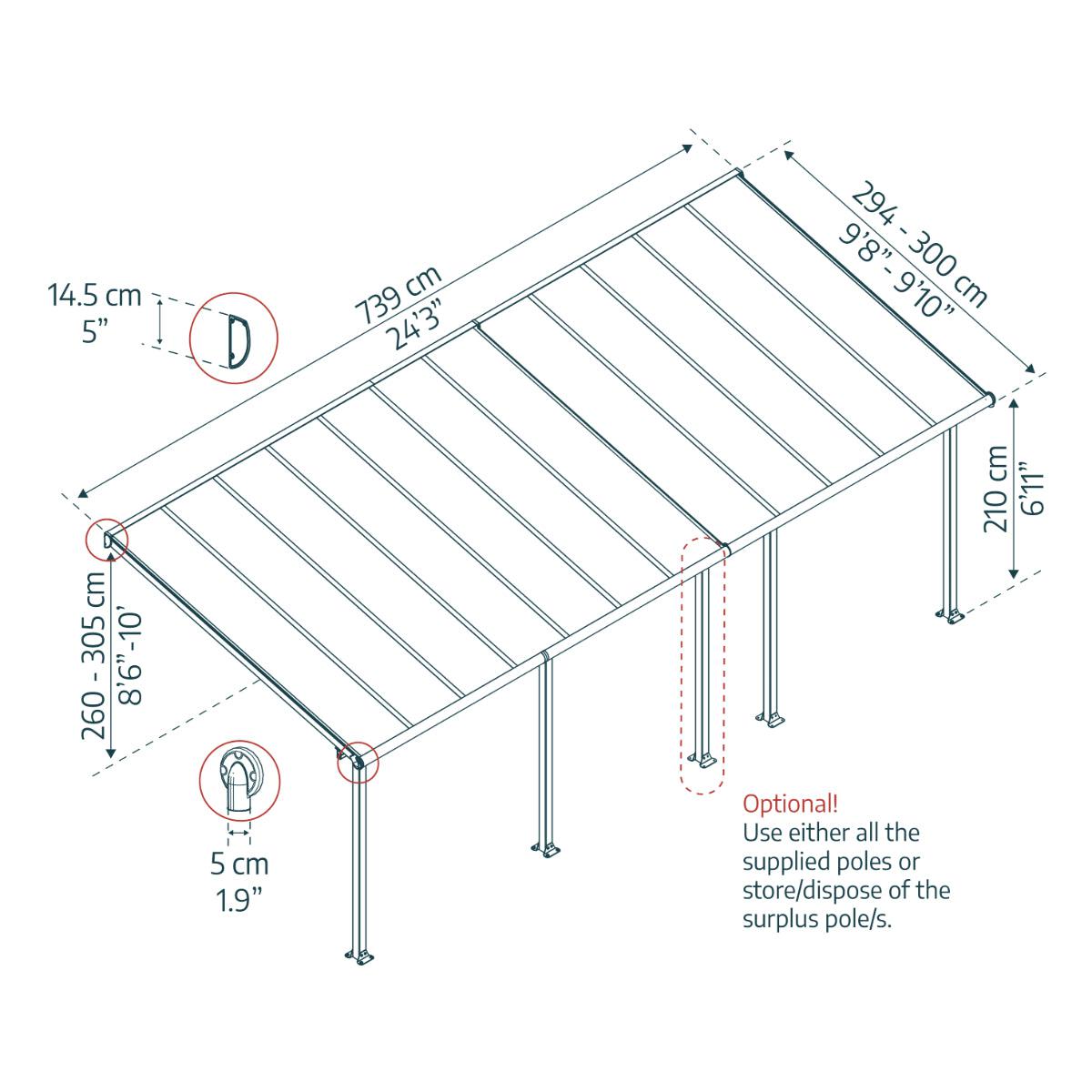 Olympia Aluminum Patio Covers 10 x 24 ft. Clear Panels | Palram-Canopia-Delightful Yard
