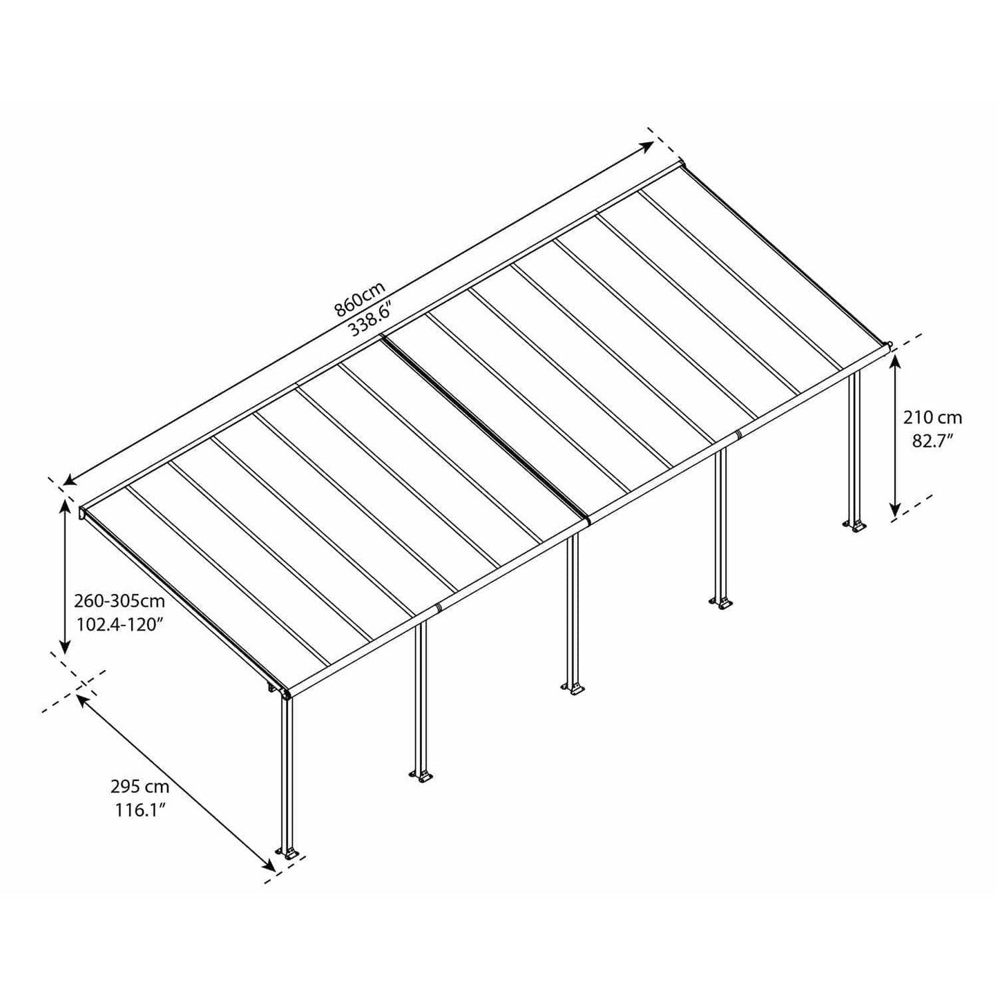 Olympia Patio Covers 10 x 28 ft. | Palram-Canopia - Delightful Yard