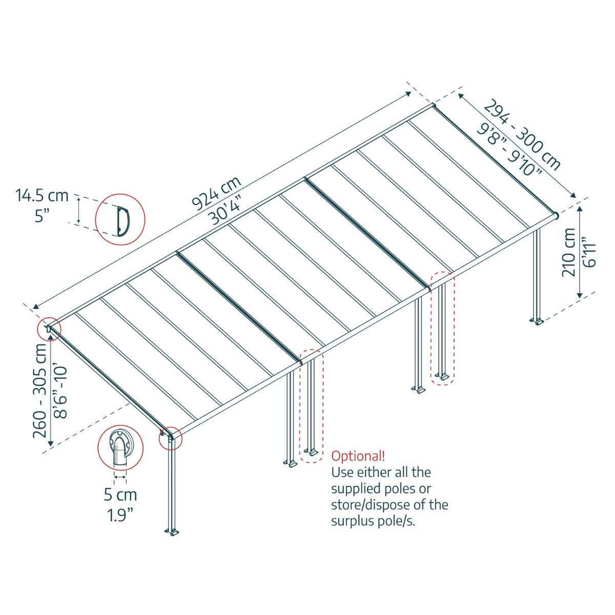 Olympia Aluminum Patio Covers 10 x 30 ft. Clear Panels | Palram-Canopia-Delightful Yard