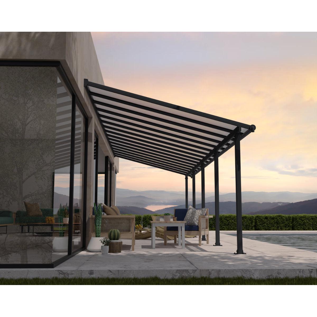 Olympia Aluminum Patio Covers 10 x 30 ft. Clear Panels | Palram-Canopia-Delightful Yard