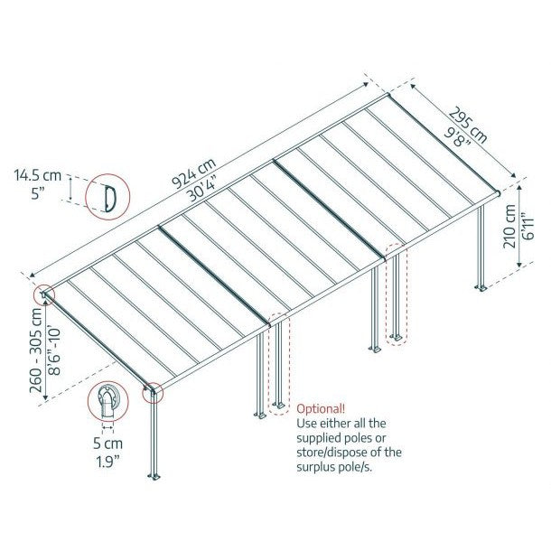 Olympia Aluminum Patio Covers 10 x 30 ft. | Palram-Canopia-Delightful Yard