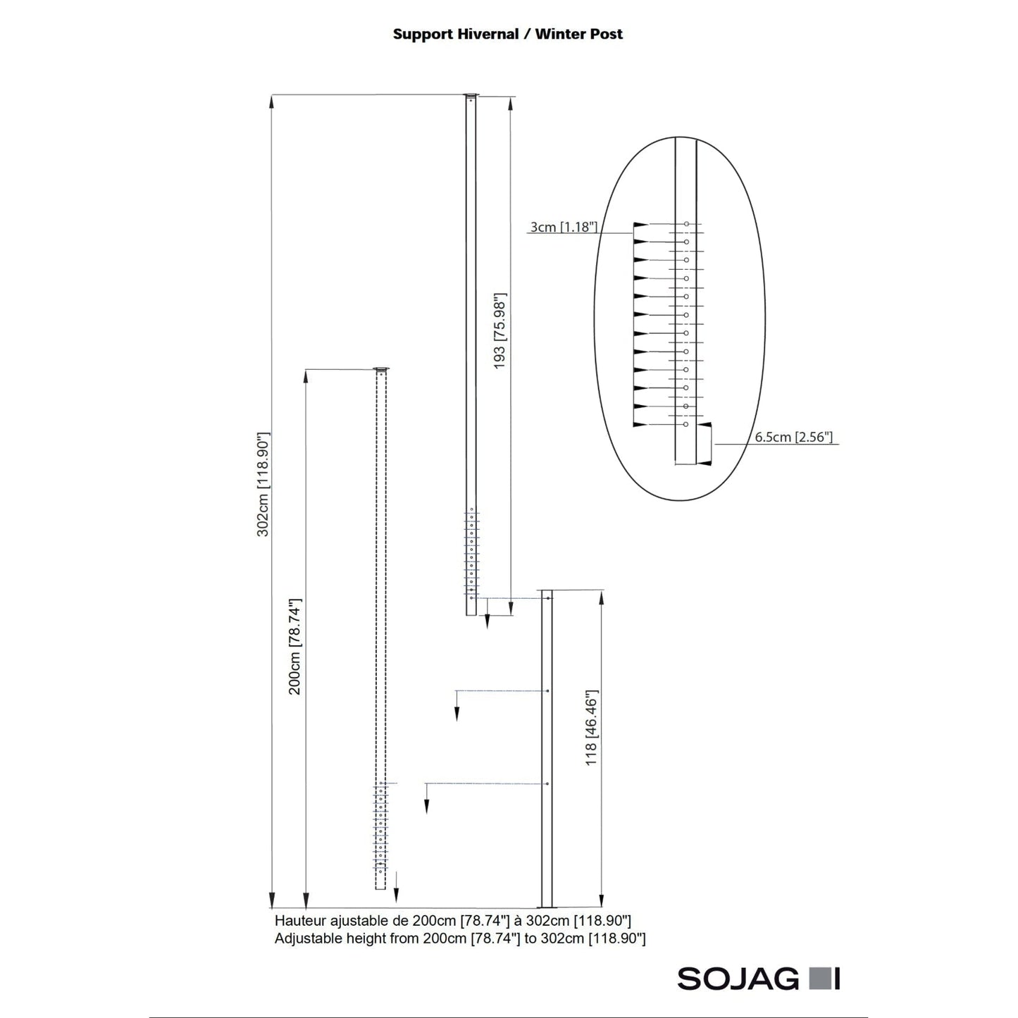 Sojag Universal Gazebo Winter Support Post - Delightful Yard