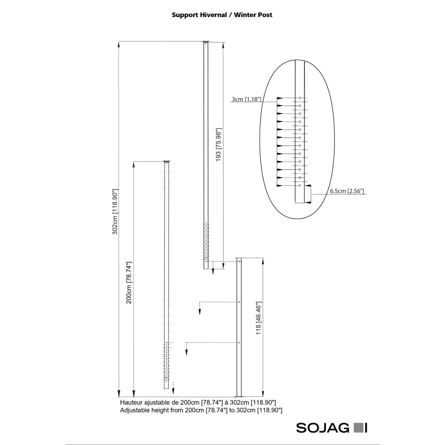 Sojag Universal Gazebo Winter Support Post - Delightful Yard