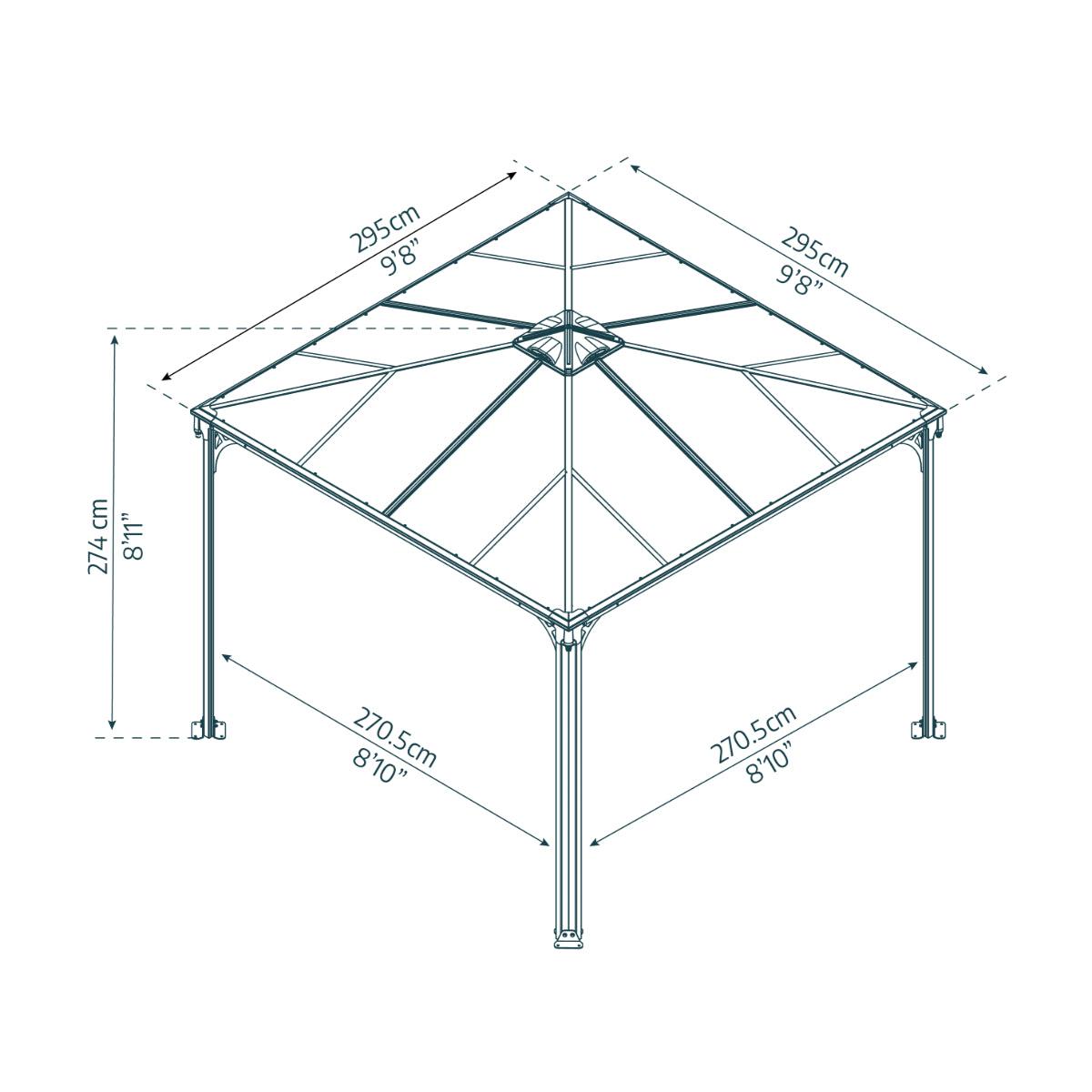 Palermo Aluminum Gazebo 10 x 10 ft. | Palram-Canopia-Delightful Yard