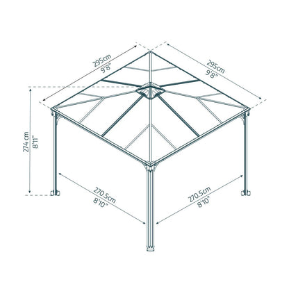 Palermo Aluminum Gazebo 10 x 10 ft. | Palram-Canopia-Delightful Yard