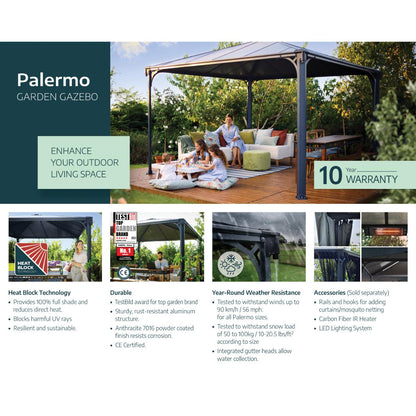 Palermo Aluminum Gazebo 14 x 14 ft. | Palram-Canopia-Delightful Yard