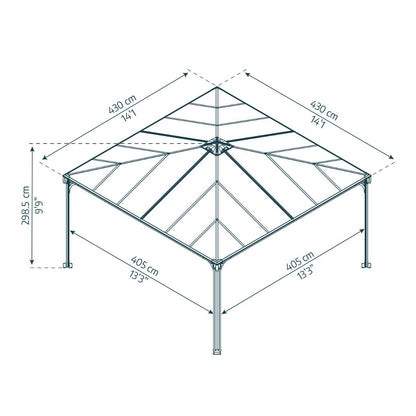 Palermo Aluminum Gazebo 14 x 14 ft. | Palram-Canopia-Delightful Yard