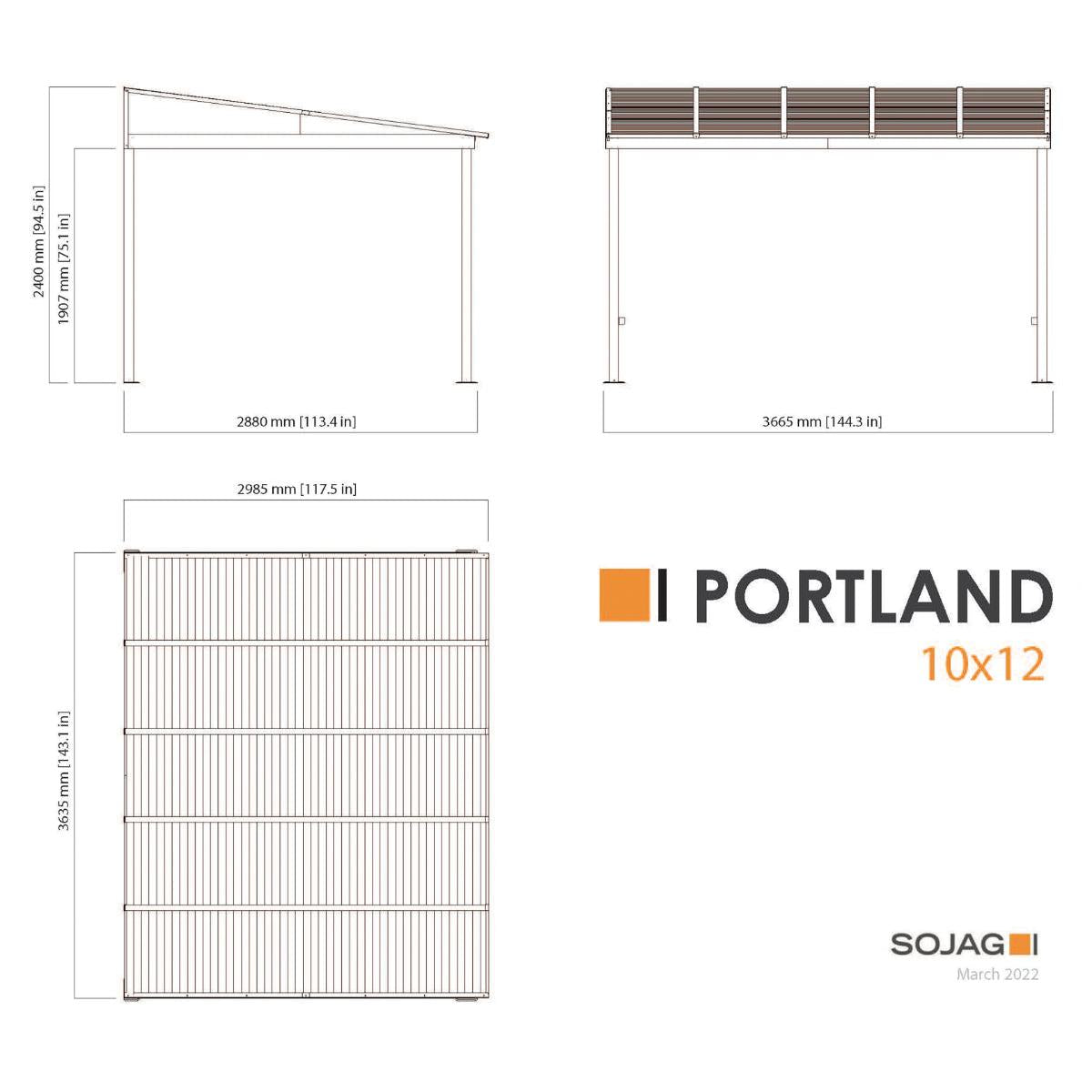 Portland Aluminum Wall-Mounted Gazebo Patio Cover 10 x 12 ft | Sojag-Delightful Yard