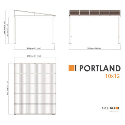 Portland Aluminum Wall-Mounted Gazebo Patio Cover 10 x 12 ft | Sojag-Delightful Yard