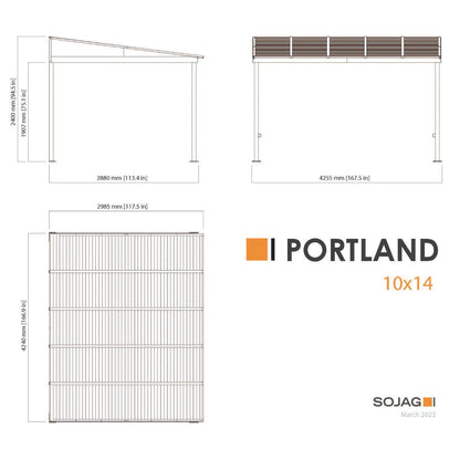 Portland Aluminum Wall-Mounted Gazebo Patio Cover 10 x 14 ft | Sojag-Delightful Yard