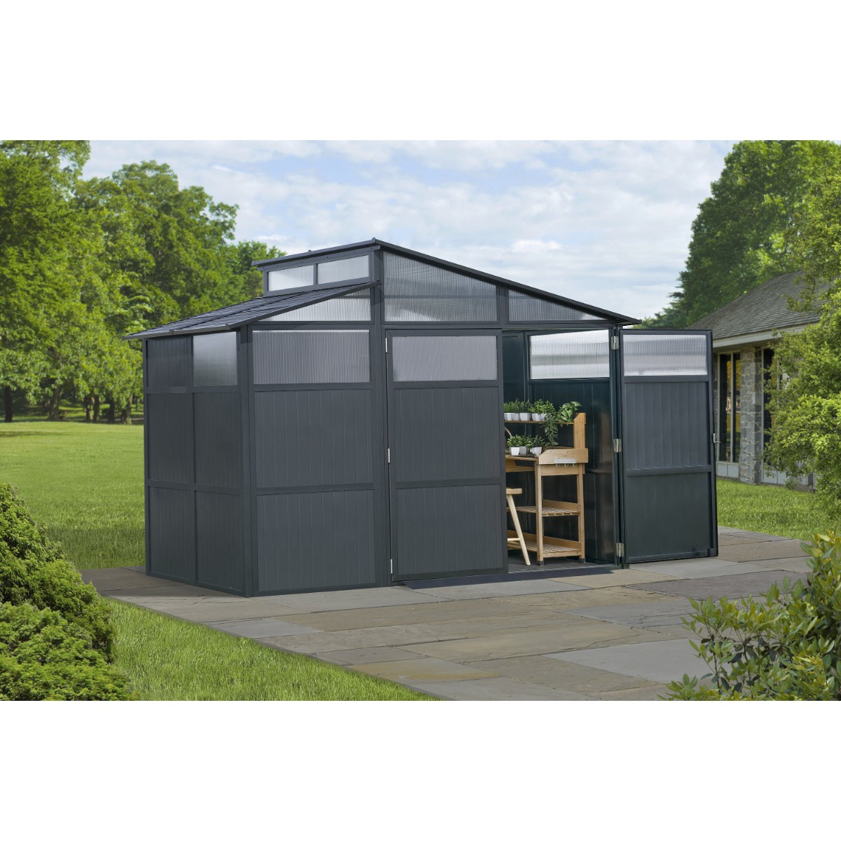 Rainier Aluminum Frame Storage Shed 8 x 11 ft | Sojag-Delightful Yard