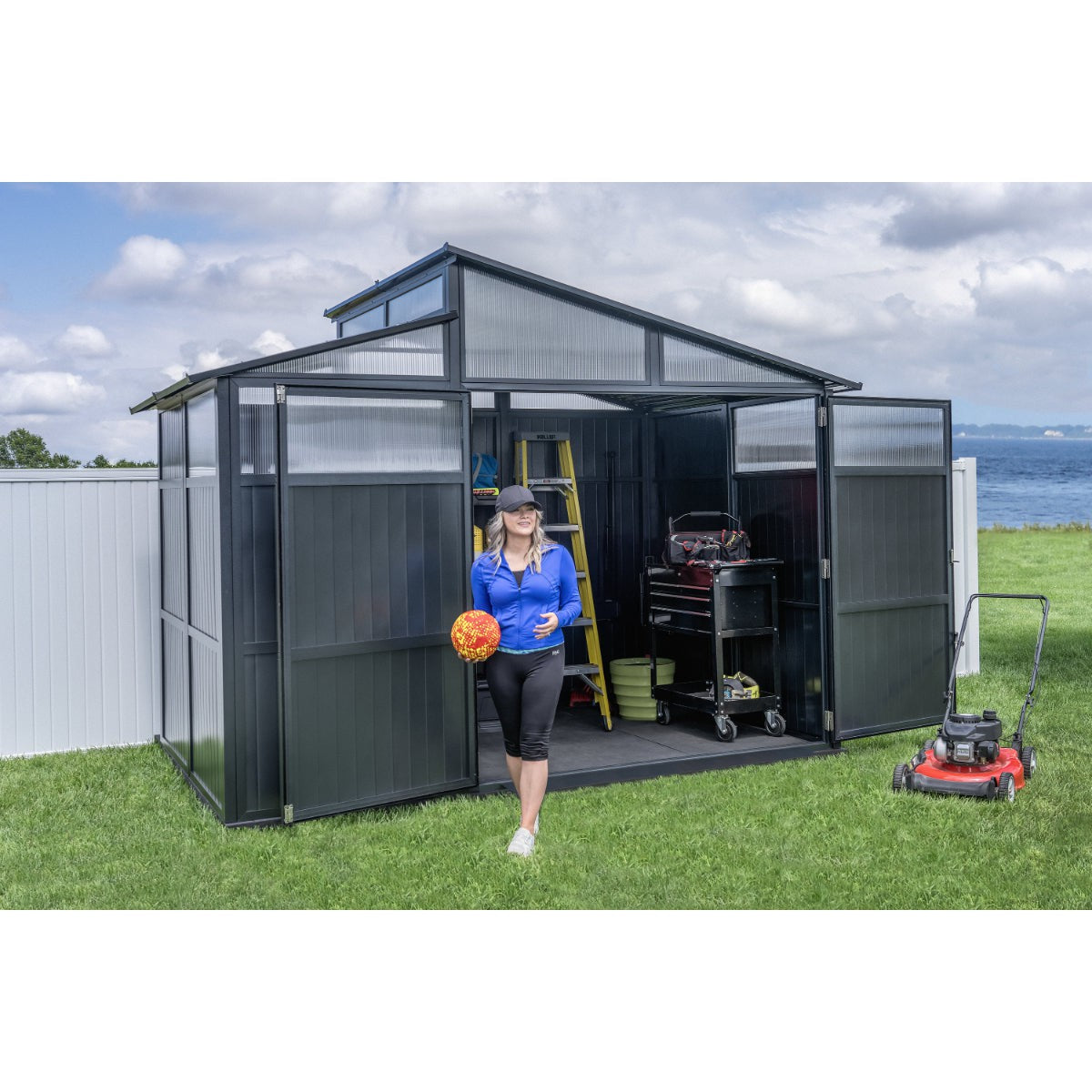 Rainier Aluminum Frame Storage Shed 8 x 11 ft | Sojag-Delightful Yard