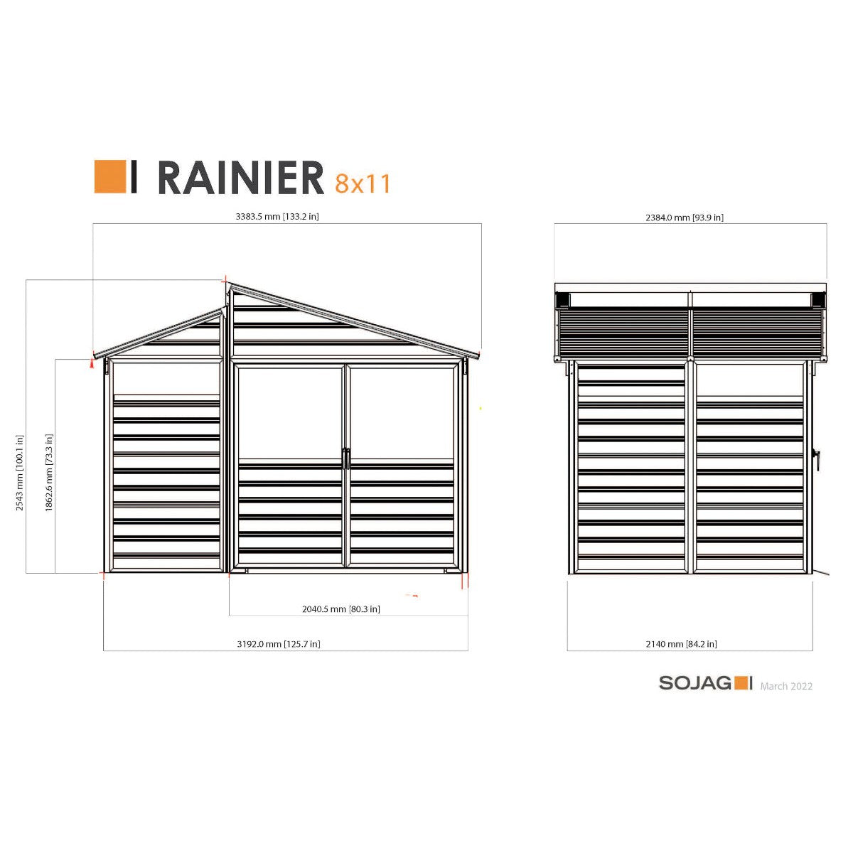 Rainier Aluminum Frame Storage Shed 8 x 11 ft | Sojag-Delightful Yard