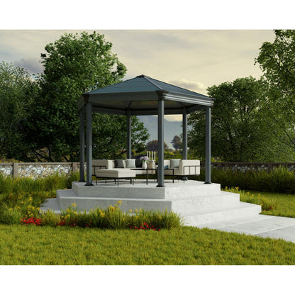 Roma Hexagonal Aluminum Gazebo 12 x 14 ft. | Palram-Canopia-Delightful Yard