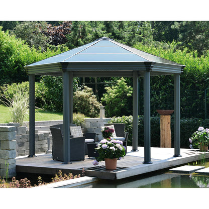 Roma Hexagonal Aluminum Gazebo 12 x 14 ft. | Palram-Canopia-Delightful Yard