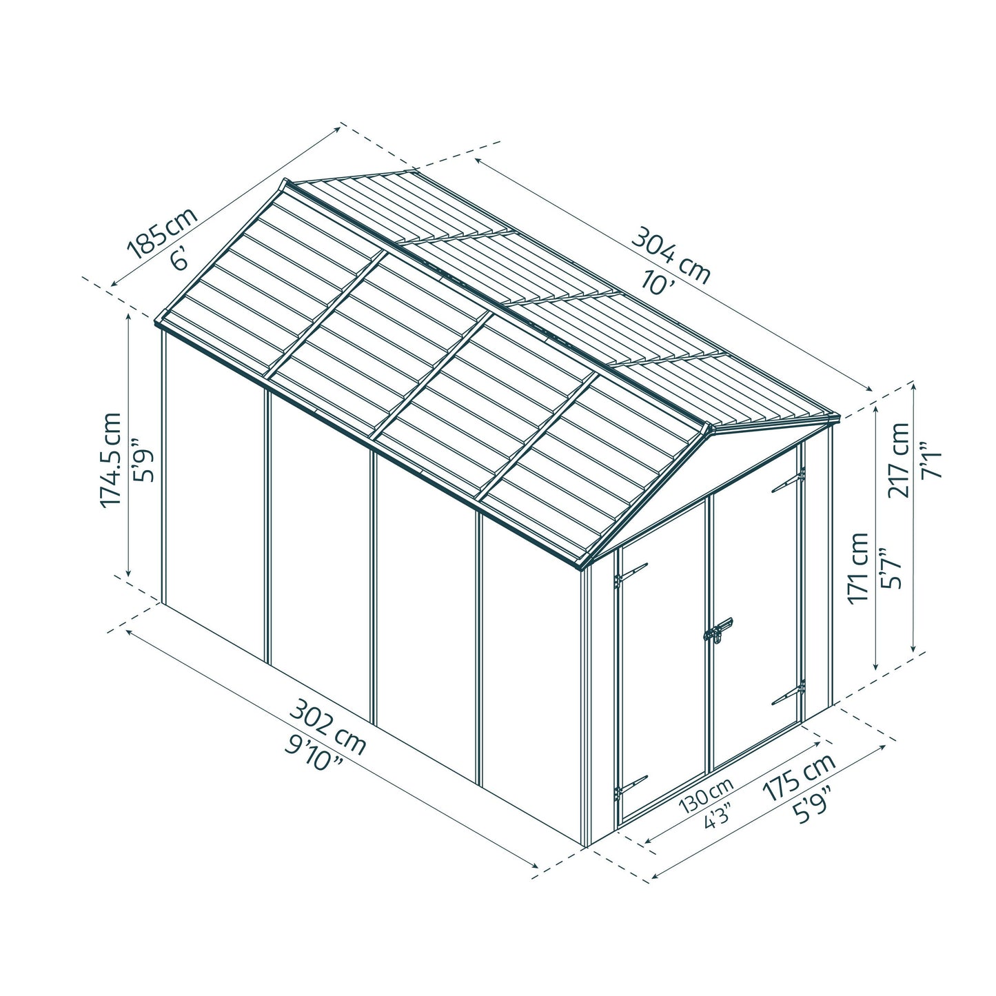 Rubicon Heavy Duty Skylight Shed 6 x 10 ft. | Palram-Canopia-Delightful Yard