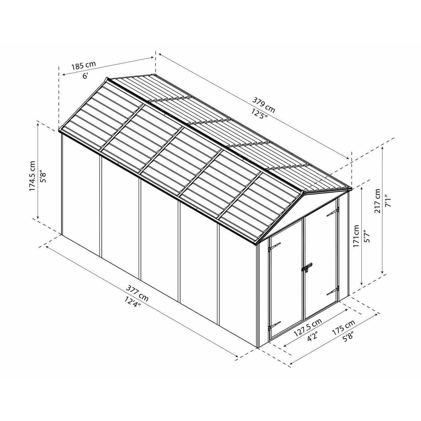 Rubicon Skylight Shed 6 x 12 ft. | Palram-Canopia - Delightful Yard