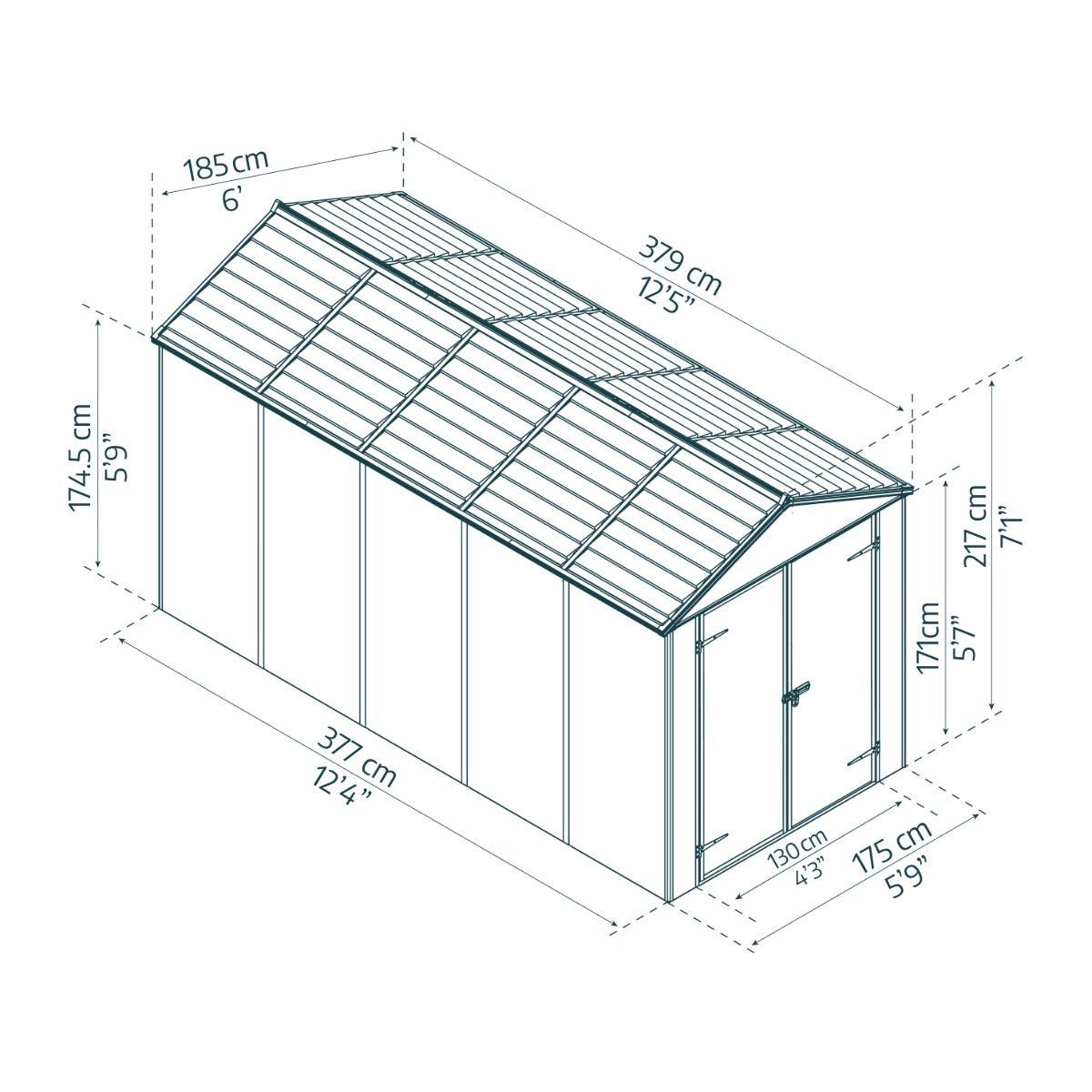 Rubicon Heavy Duty Skylight Shed 6 x 12 ft. | Palram-Canopia-Delightful Yard