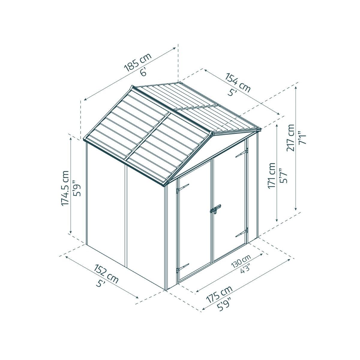 Rubicon Heavy Duty Skylight Shed 6 x 5 ft. | Palram-Canopia-Delightful Yard