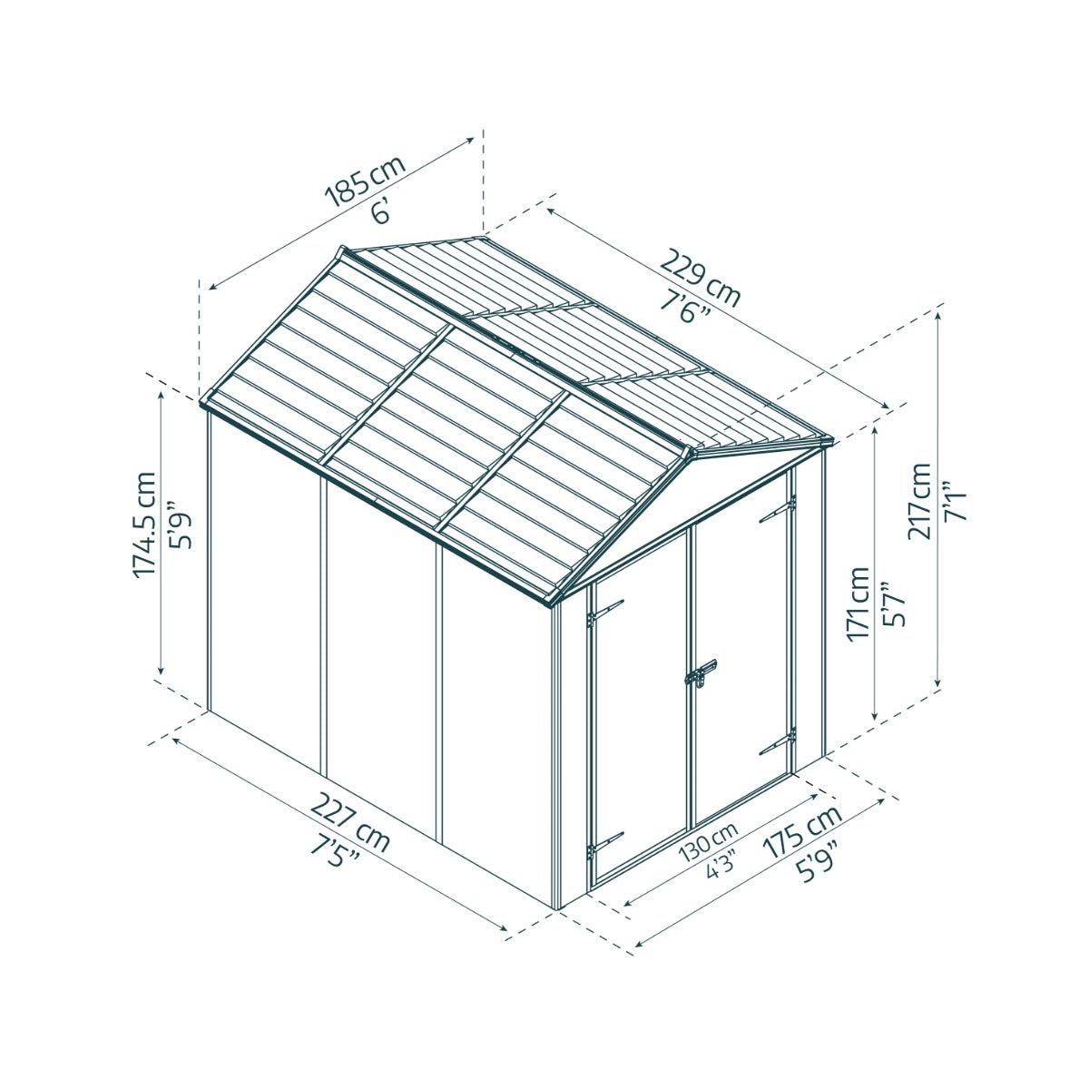 Rubicon Heavy Duty Skylight Shed 6 x 8 ft. | Palram-Canopia-Delightful Yard