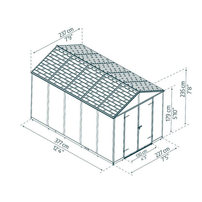 Rubicon Heavy Duty Skylight Shed 8 x 12 ft. | Palram-Canopia-Delightful Yard