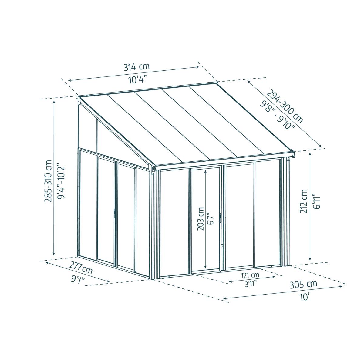 San Remo Wall Mounted Sunroom 10 x 10 ft. | Palram-Canopia-Delightful Yard