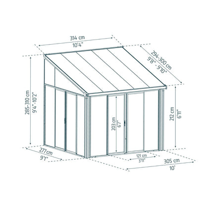 San Remo Wall Mounted Sunroom 10 x 10 ft. | Palram-Canopia-Delightful Yard