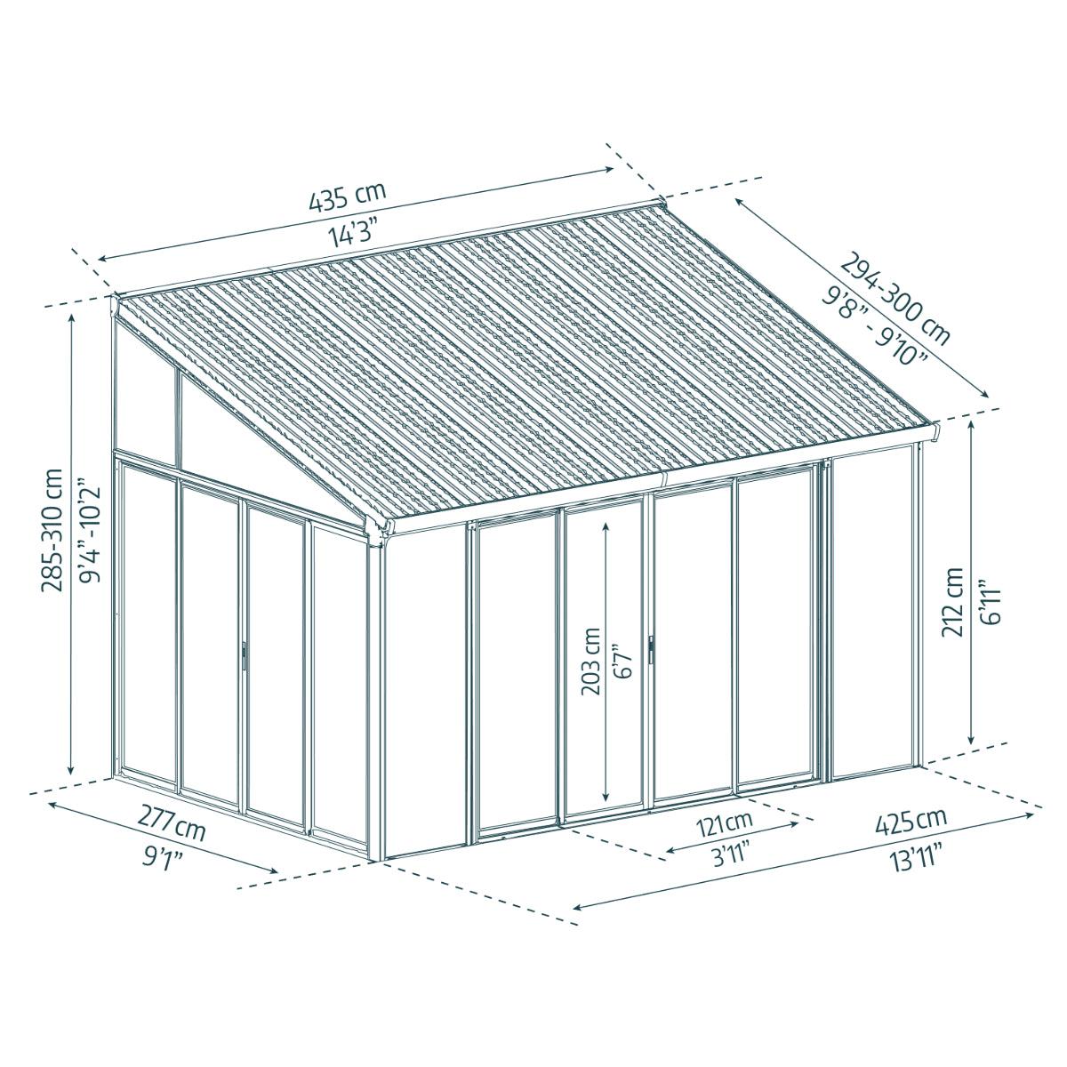 San Remo Wall Mounted Sunroom 10 x 14 ft. | Palram-Canopia-Delightful Yard