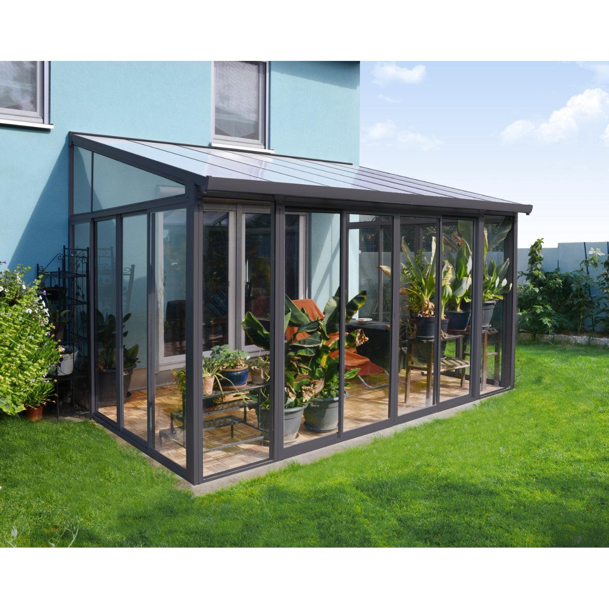 San Remo Wall Mounted Sunroom 10 x 14 ft. | Palram-Canopia-Delightful Yard