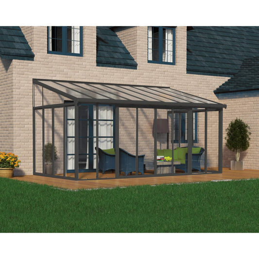 San Remo Wall Mounted Sunroom 10 x 18 ft. | Palram-Canopia-Delightful Yard