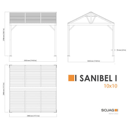 Sanibel I Aluminum Pavilion Gazebo 10 x 10 ft | Sojag-Delightful Yard