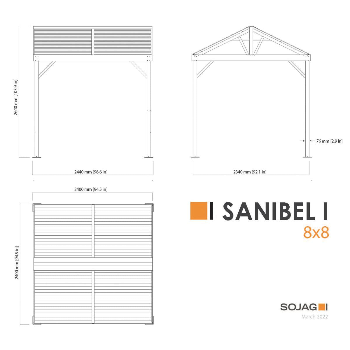 Sanibel I Aluminum Pavilion Gazebo 8 x 8 ft | Sojag-Delightful Yard