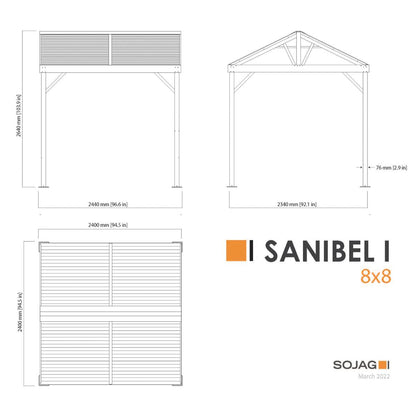 Sanibel I Aluminum Pavilion Gazebo 8 x 8 ft | Sojag-Delightful Yard