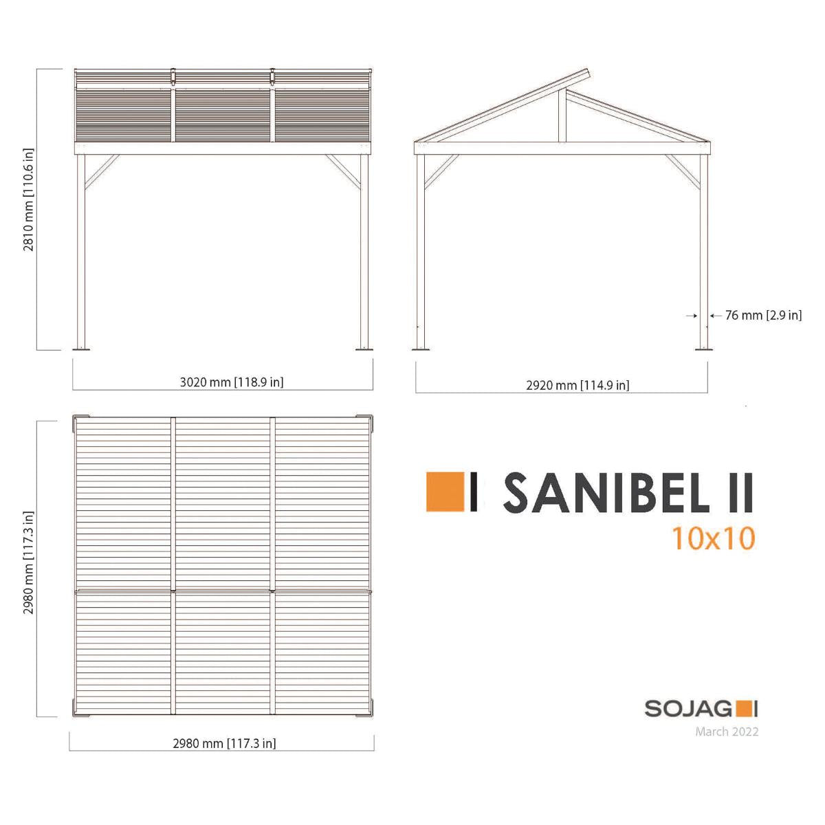 Sanibel II Aluminum Pavilion Gazebo 10 x 10 ft | Sojag-Delightful Yard