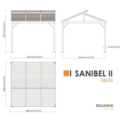 Sanibel II Aluminum Pavilion Gazebo 10 x 10 ft | Sojag-Delightful Yard