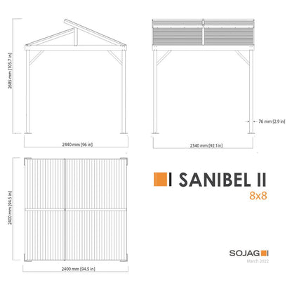 Sanibel II Aluminum Pavilion Gazebo 8 x 8 ft | Sojag-Delightful Yard