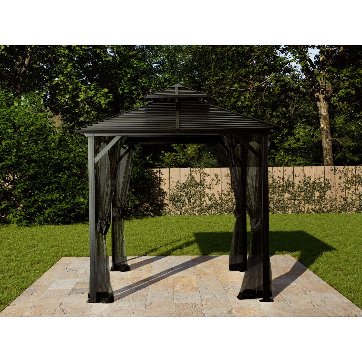Shefford Aluminum Gazebo 8 x 8 ft. Double Roof Black | Gazebo PenGuin-Delightful Yard