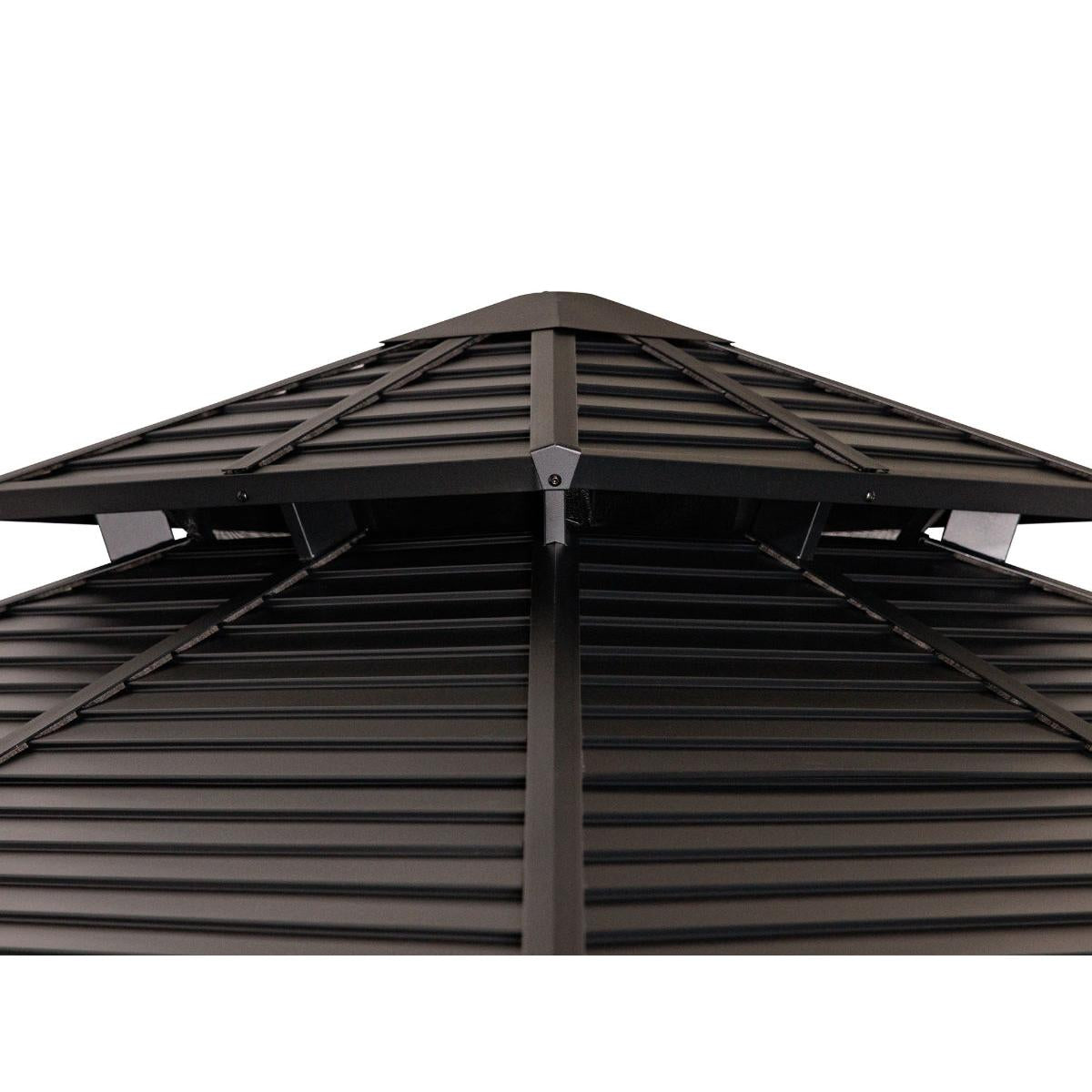 Shefford Aluminum Gazebo 8 x 8 ft. Double Roof Black | Gazebo PenGuin-Delightful Yard