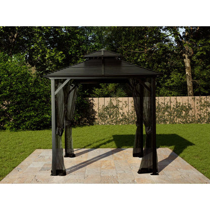 Shefford Aluminum Gazebo 8 x 8 ft. Double Roof Black | Gazebo PenGuin-Delightful Yard