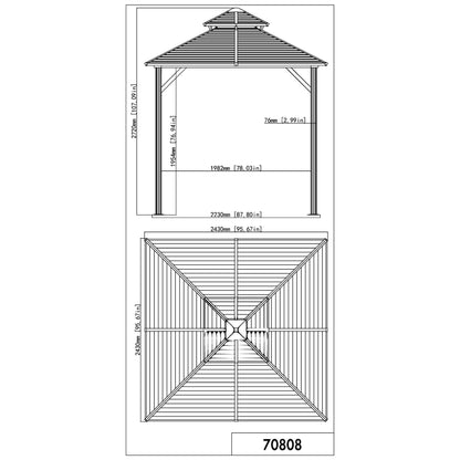 Shefford Aluminum Gazebo 8 x 8 ft. Double Roof Black | Gazebo PenGuin-Delightful Yard