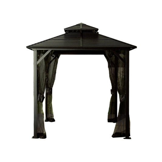 Shefford Aluminum Gazebo 8 x 8 ft. Double Roof Black | Gazebo PenGuin-Delightful Yard