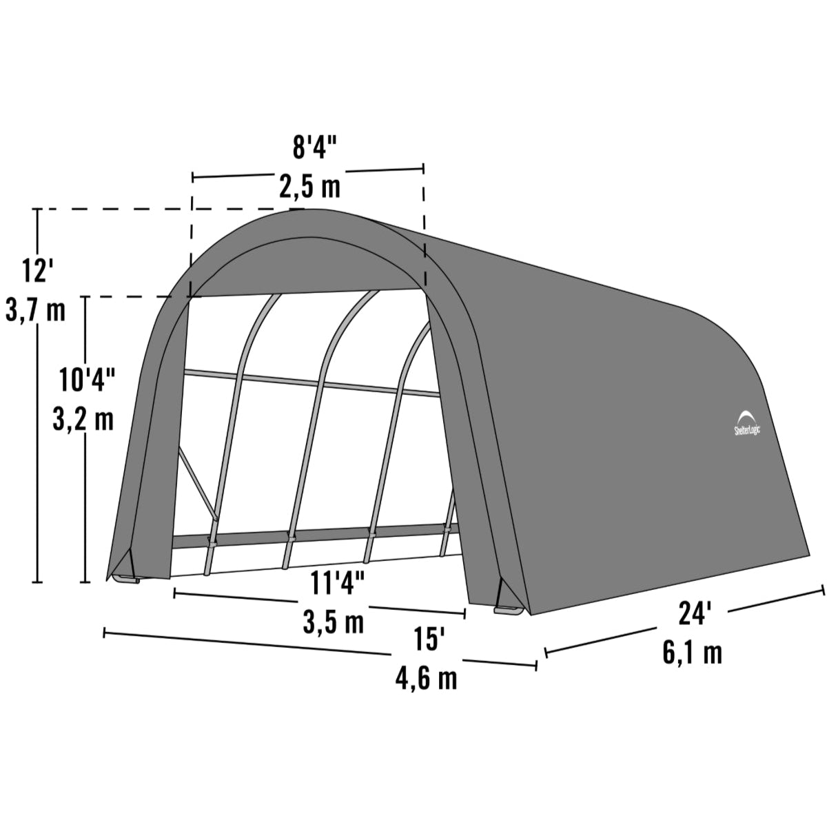 ShelterCoat 15 x 24 x 12 ft. Garage Round Top | Shelterlogic-Delightful Yard