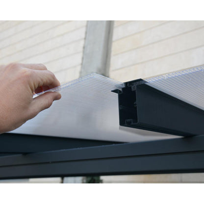 Sierra Aluminum Patio Covers 7.5 x 22 ft. Clear Panels | Palram-Canopia-Delightful Yard