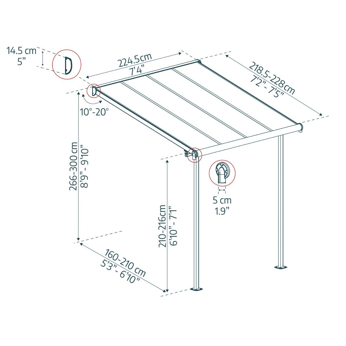Sierra Aluminum Patio Covers 7.5 x 7.5 ft. Clear Panels | Palram-Canopia-Delightful Yard