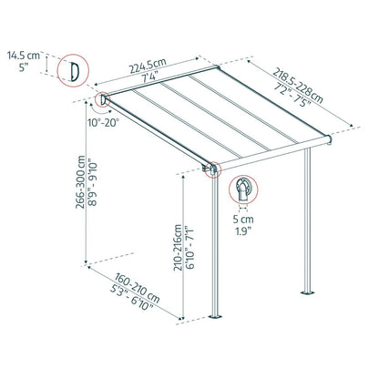 Sierra Aluminum Patio Covers 7.5 x 7.5 ft. Clear Panels | Palram-Canopia-Delightful Yard