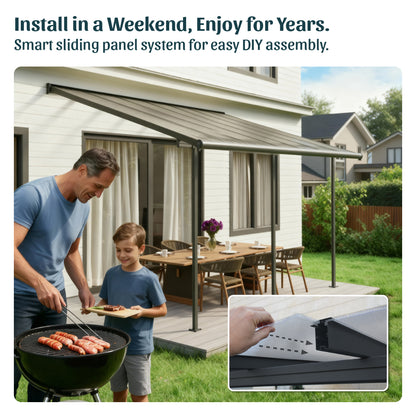 Sierra Aluminum Patio Covers 7.5 x 7.5 ft. Clear Panels | Palram-Canopia-Delightful Yard